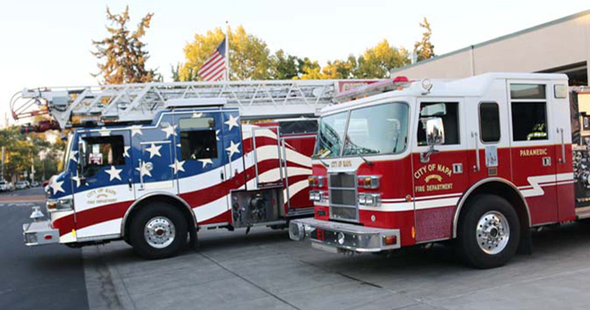 Stars & Stripes-Feuerwehrauto in Kalifornien
