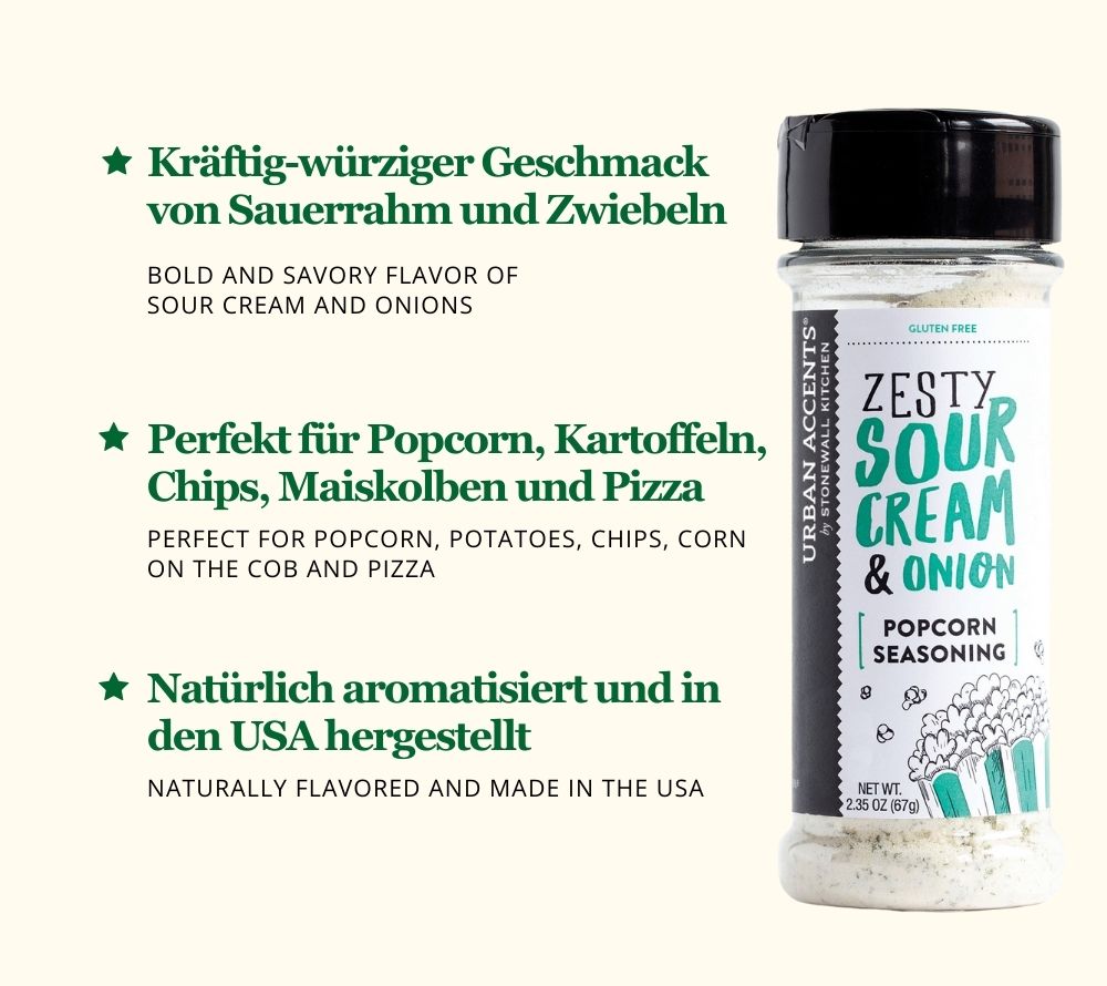 Popcorngewürz Zesty Sour Cream & Onion online kaufen – cremig-würziges Popcorn für Snacks
