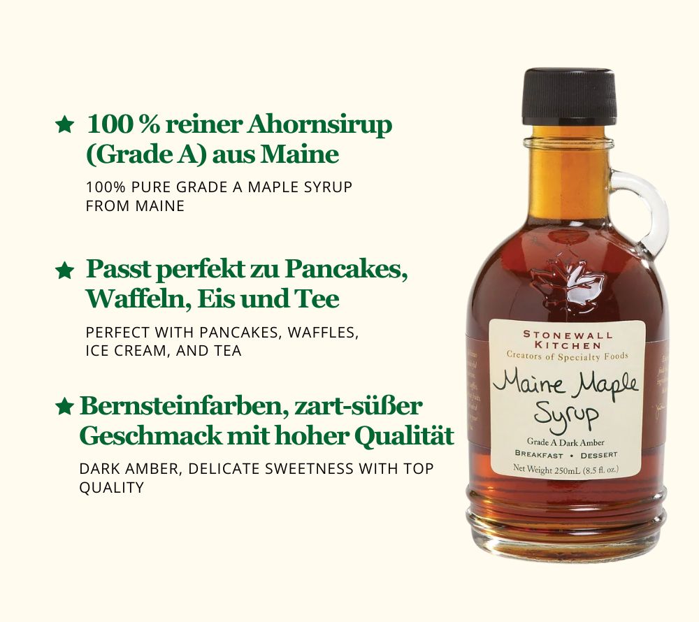 Maine Maple Syrup ✓ 100 % reinr Ahornsirup ✓ Abstammung von Maines Ahornbäumen ✓  Kräftig & zart-süß im Geschmack » Jetzt probieren!