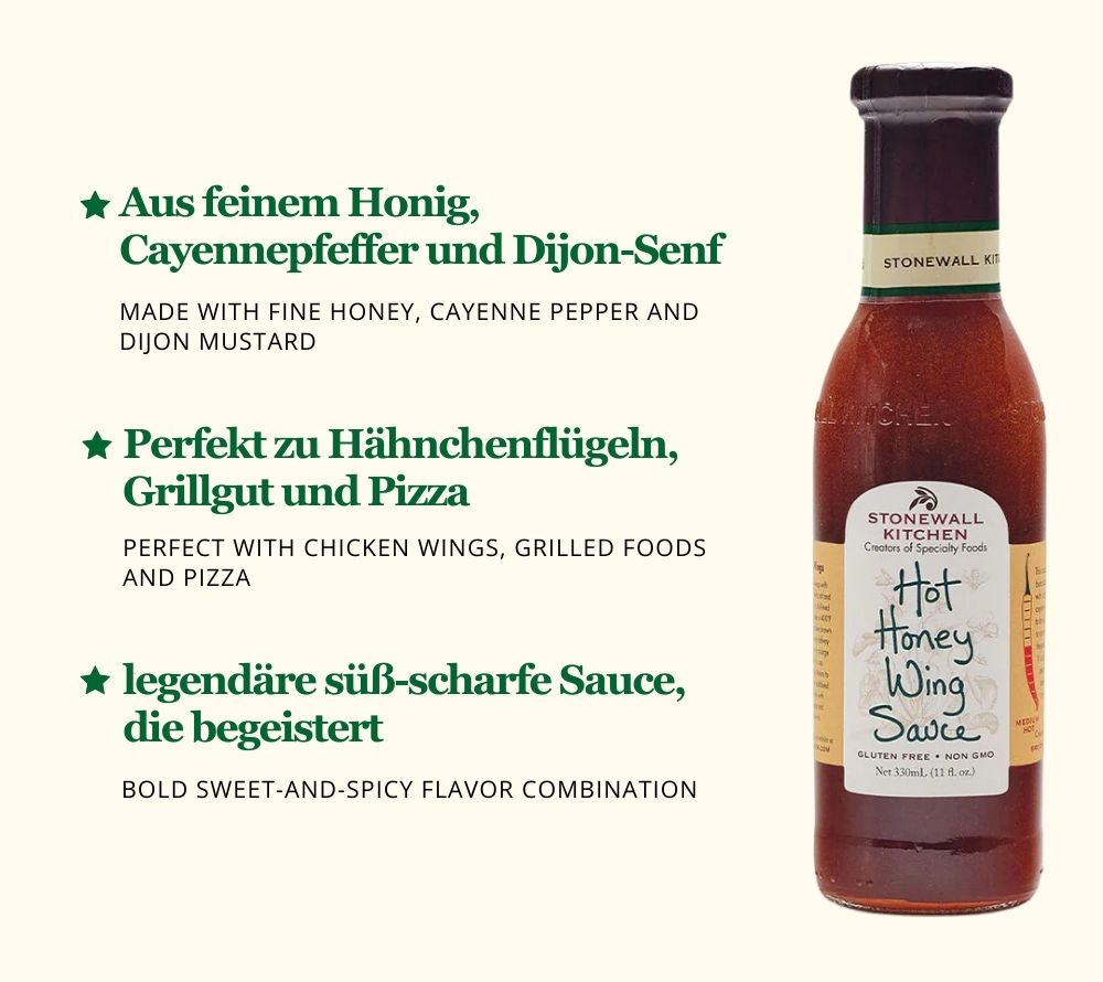 Hot Honey Wing Sauce mit Honig & Cayenne – online kaufen für Hähnchen, Pizza & Dips