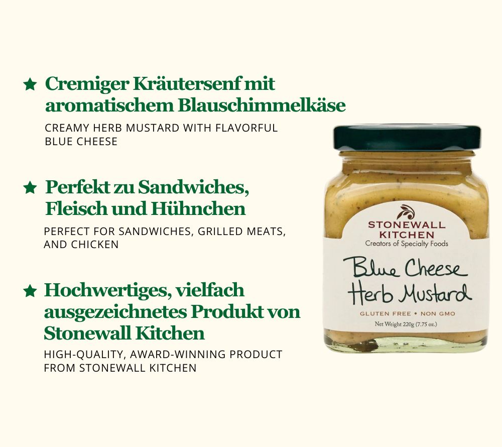 Blue Cheese Herb Mustard von Stonewall Kitchen kaufen – Blauschimmelkäse-Senf für Sandwiches