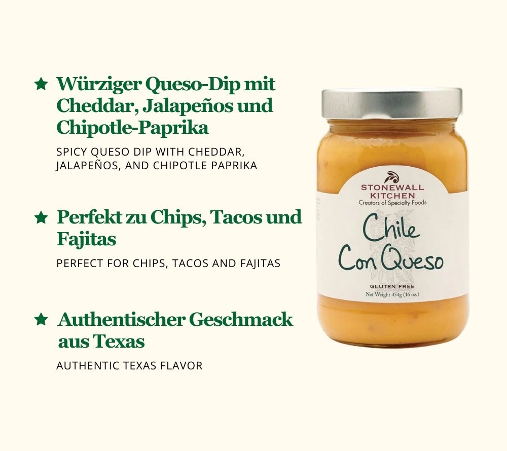 Chile Con Queso von Stonewall Kitchen kaufen – würziger Cheddar-Dip mit Tomaten & Jalapeños für Chips & Tacos