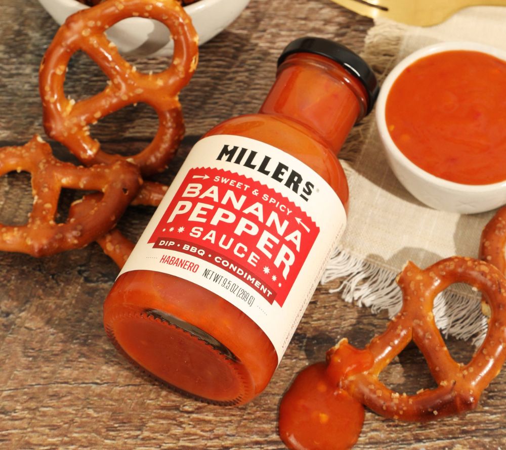Banana Pepper Habanero Sauce von Miller's Gourmet Foods kaufen – Extra scharf & fruchtig mit Bananenpfeffer & Habanero