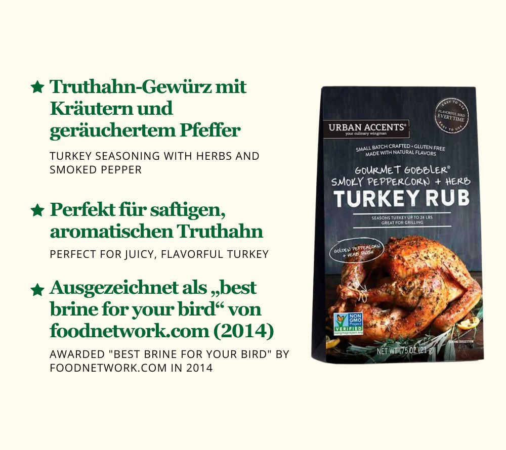 Turkey Rub Gewürz von Urban Accents kaufen – Kräuter-Pfeffermischung für Truthahn & Festtagsbraten