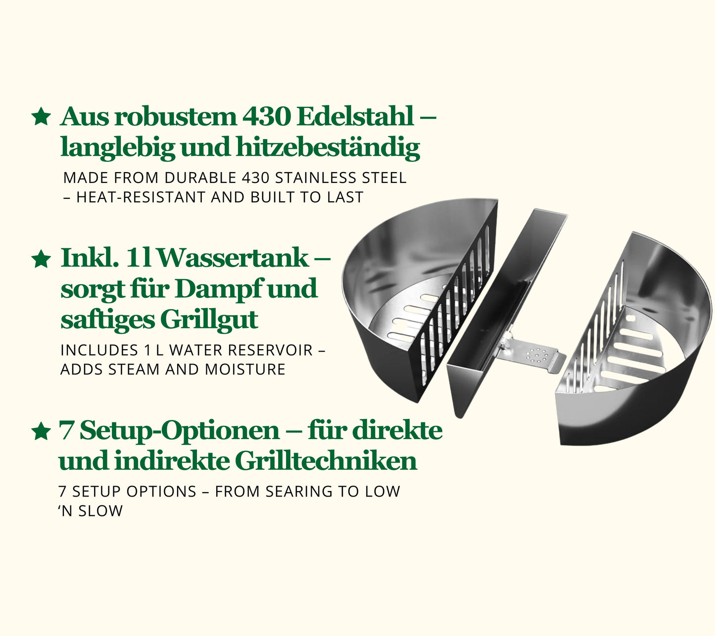 Slow 'N Sear FireBaskets+ online kaufen – Kohlekorb & Wassertank für BBQ, Low & Slow, Searing
