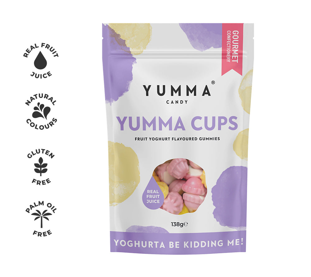 Yumma Cups Pouch Bag von Yumma Candy ☆ Joghurt-Fruchtgummies mit fruchtigem Geschmack ☆ Aus England