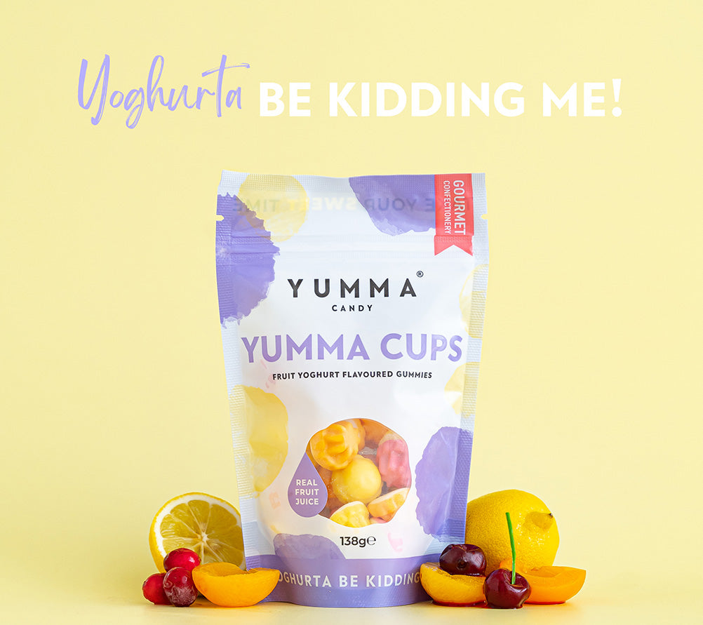 Yumma Cups Pouch Bag von Yumma Candy ☆ Joghurt-Fruchtgummies mit fruchtigem Geschmack ☆ Aus England