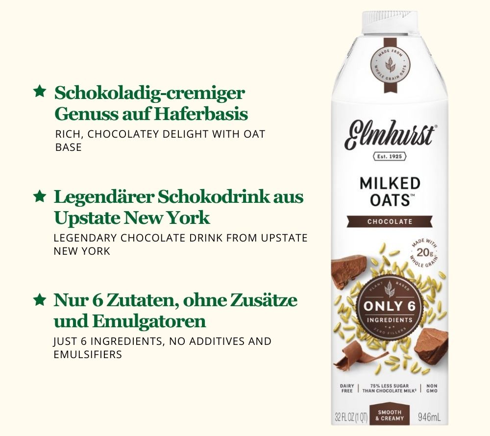 Chocolate Oat Milk von Elmhurst kaufen – pflanzliche Hafermilch mit Schokolade, vegan & ohne Zusatzstoffe