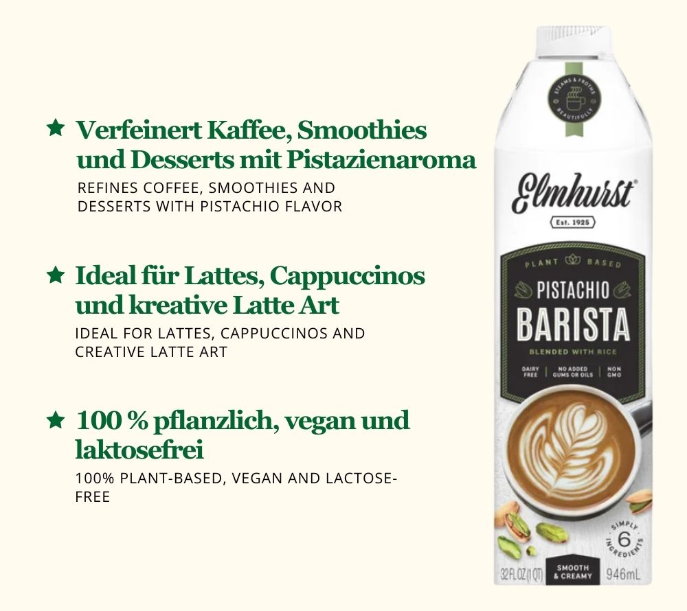 Barista Pistachio von Elmhurst online bestellen – veganer Pistaziendrink für Kaffee & Lattes