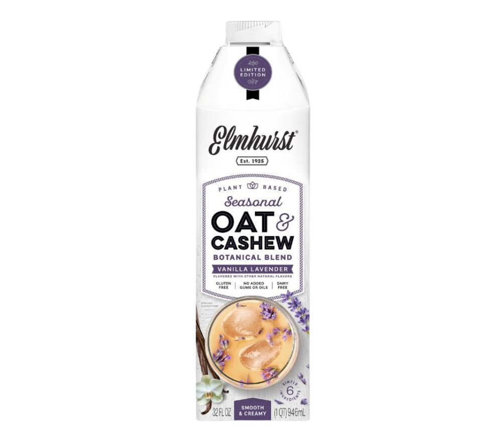 Vanilla Lavender Oat Cashew Milk von Elmhurst - Hafer Cashew Drink mit Vanille und Lavendel (946 ml)