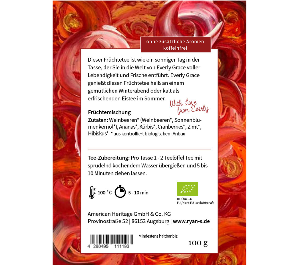 Everly Grace Sunny Orchard Blossom – Bio-Früchtetee mit Cranberry, Apfel & Hibiskus