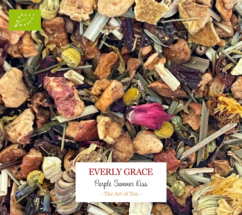 Everly Grace Purple Summer Kiss – Bio-Tee mit Mandarine, Apfel, Zitronengras & Lavendel für Sommergenuss