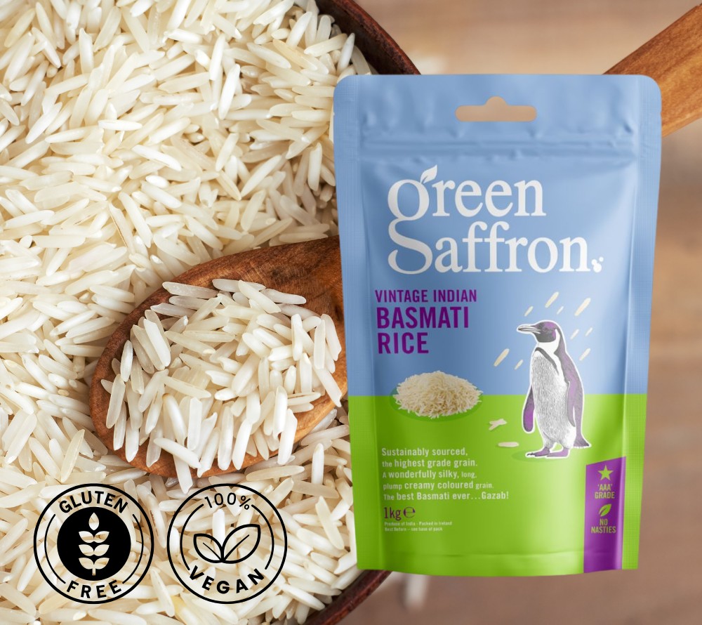 Green Saffron Vintage Basmati online kaufen – Premium-Reis, langkörnig, aromatisch & perfekt für Biryani.