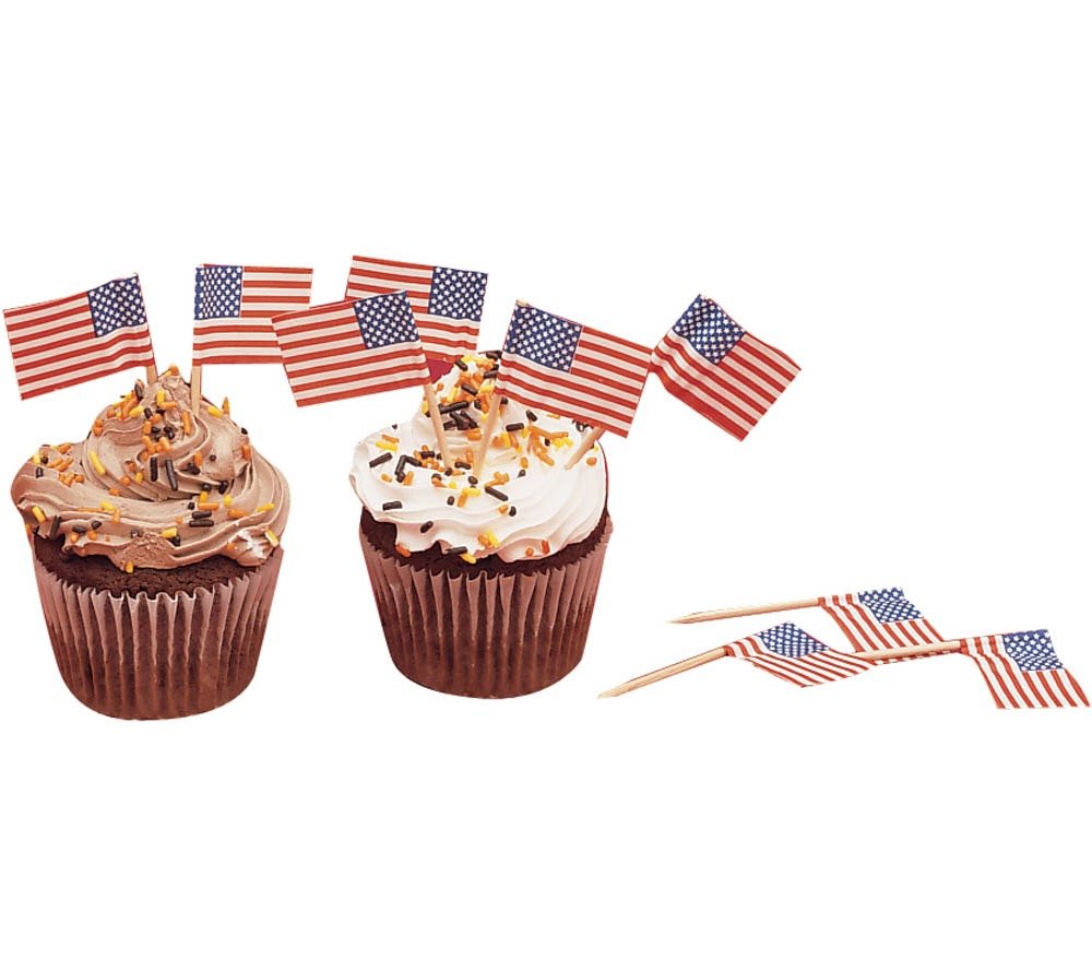USA Deko-Papierfähnchen 50 Stück kaufen – Stars-and-Stripes für Burger, Muffins & Partys