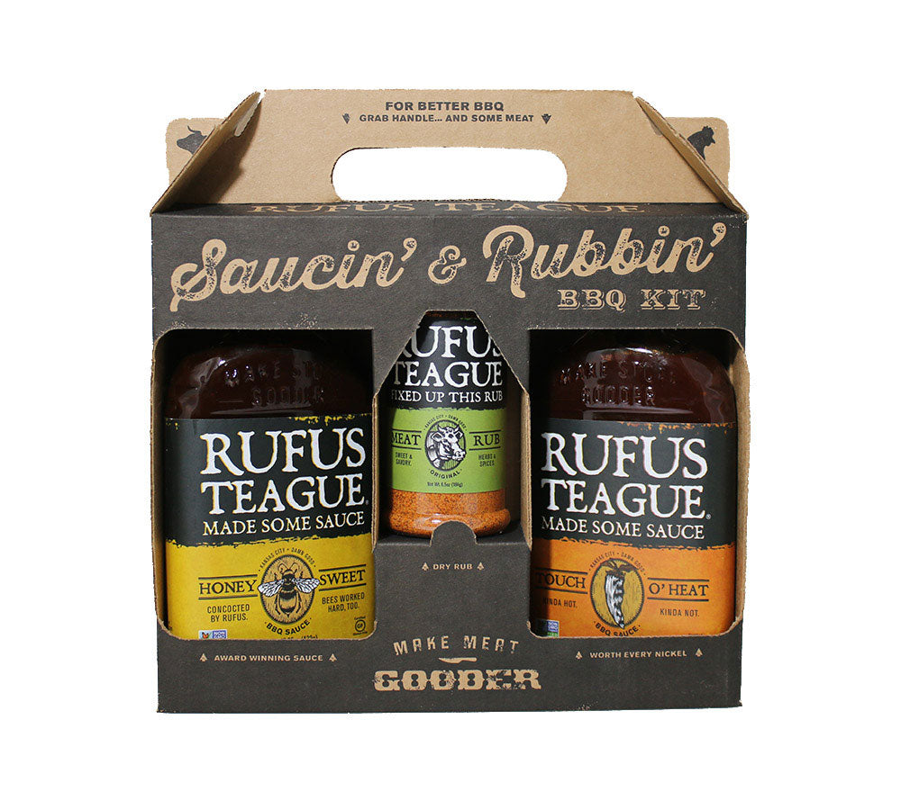 Rufus Teague Geschenkset Saucin' & Rubbin' (Honey Sweet und Touch O' Heat BBQ Sauce)