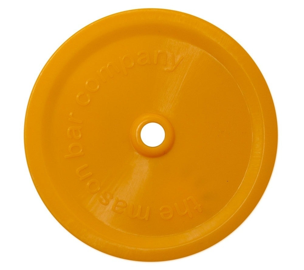Farbige Deckel mit Trinkhalm-Aussparung für Mason Ball Jars kaufen – BPA-frei, spülmaschinengeeignet & wiederverwendbar, orange