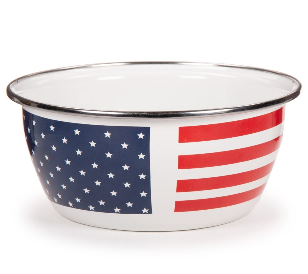 Salatschüssel aus Emaille mit amerikanischer Flagge