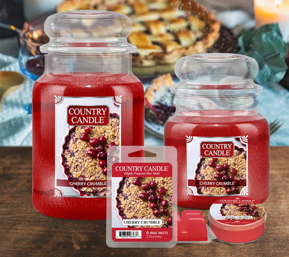 Country Candle Cherry Crumble Duftkerze – Herbstduft mit Beeren, Vanille & Blätterteig