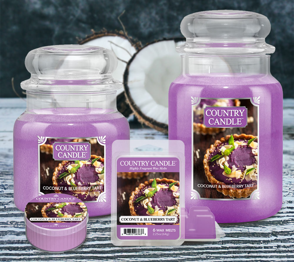 Coconut & Blueberry Tart Duftkerze von Country Candle ♥ Fruchtig süßlicher Duft ♥ Aus der Frühjahrskollektion von Country Candle ♥ Importiert aus den USA » Jetzt bestellen!