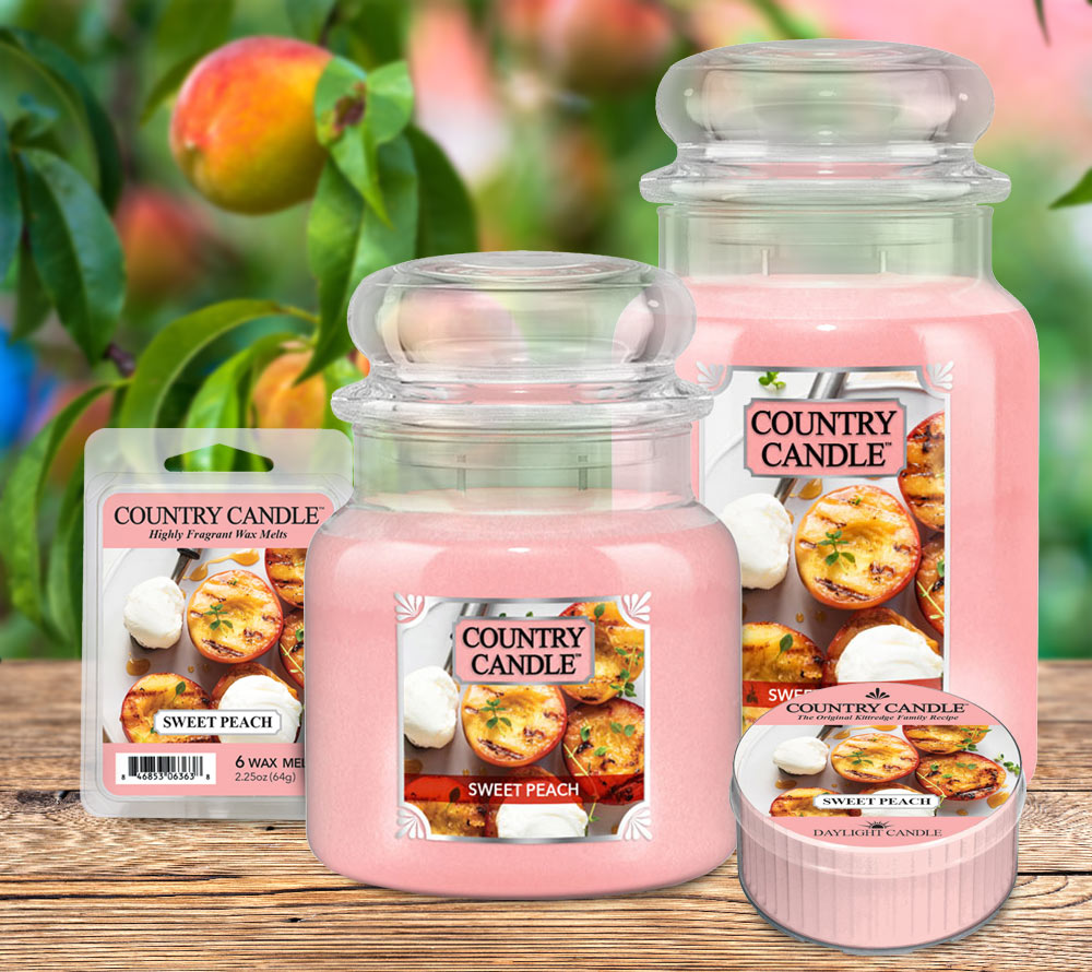 Sweet Peach Duftkerze von Country Candle ♥ Fruchtig süßer Duft ♥ Aus der Frühjahrskollektion von Country Candle ♥ Importiert aus den USA » Jetzt bestellen!