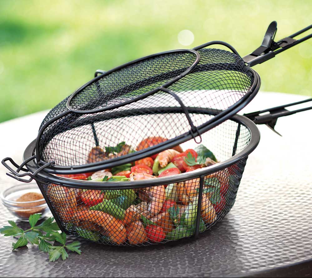 Vielseitiger Grillkorb für Gemüse & Meeresfrüchte, Griff abnehmbar