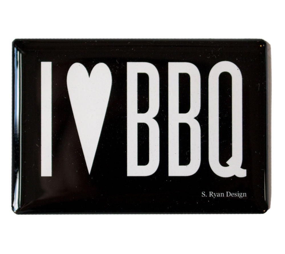 Magnet "I love BBQ" schwarz