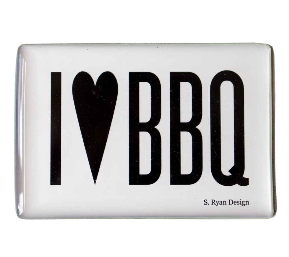 Magnet "I love BBQ" weiß