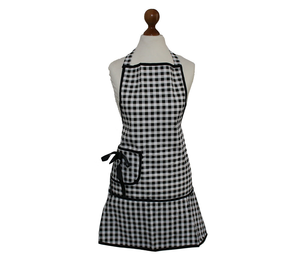 Schwarzweiße Schürze mit Gingham Muster von Jessie Steele (100 % Baumwolle)