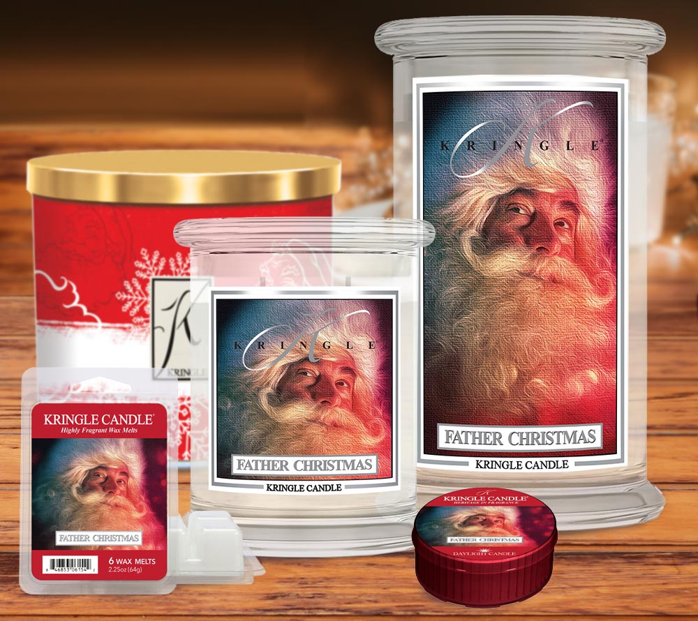 Kringle Candle Father Christmas Duftkerze – Würzige Nelken, Zimt, Vanille & Zedernholz für Winterabende