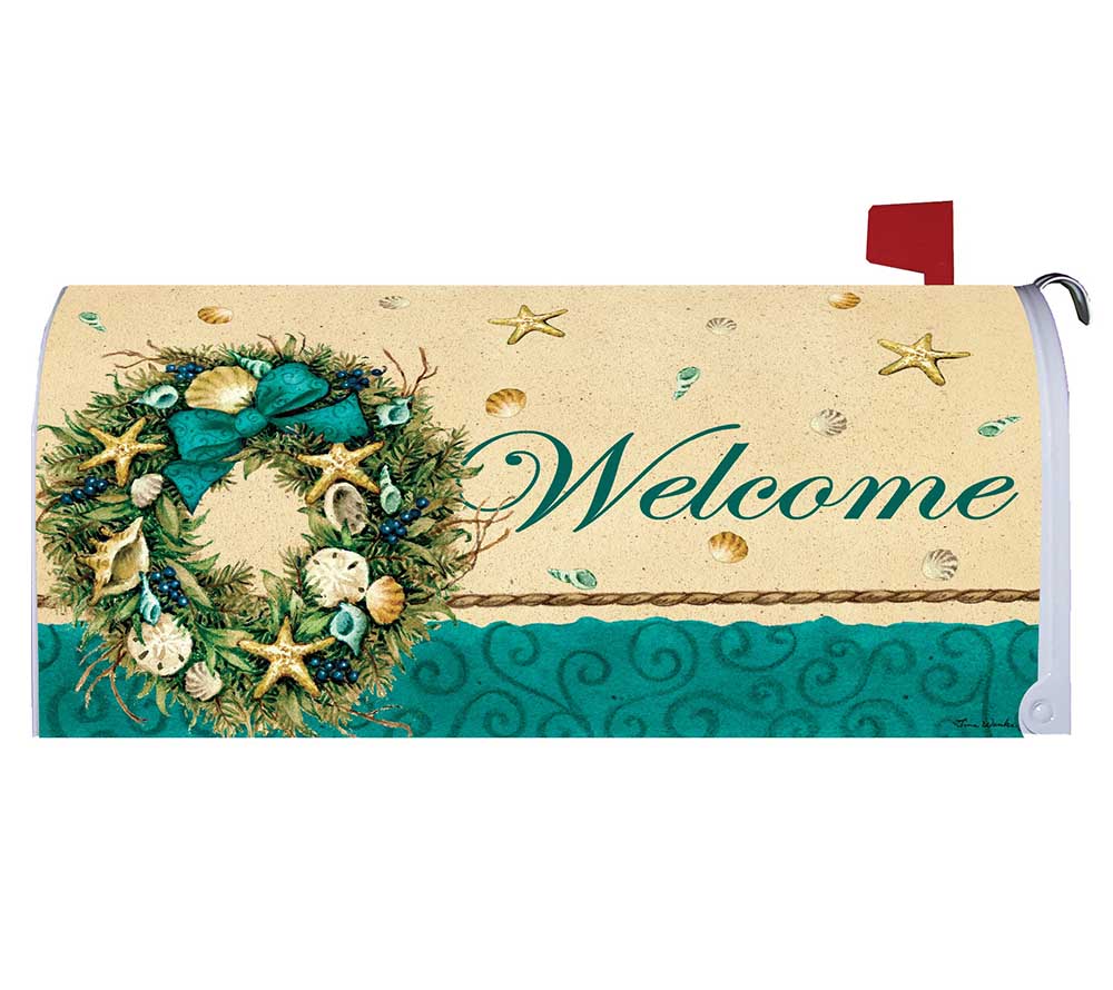 Coastal Wreath Mailbox Cover