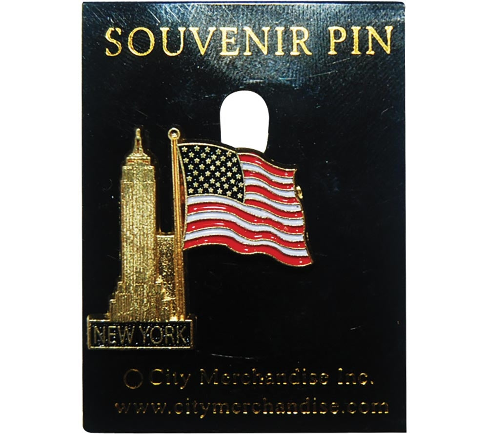 Pin Empire State Building mit USA Flagge