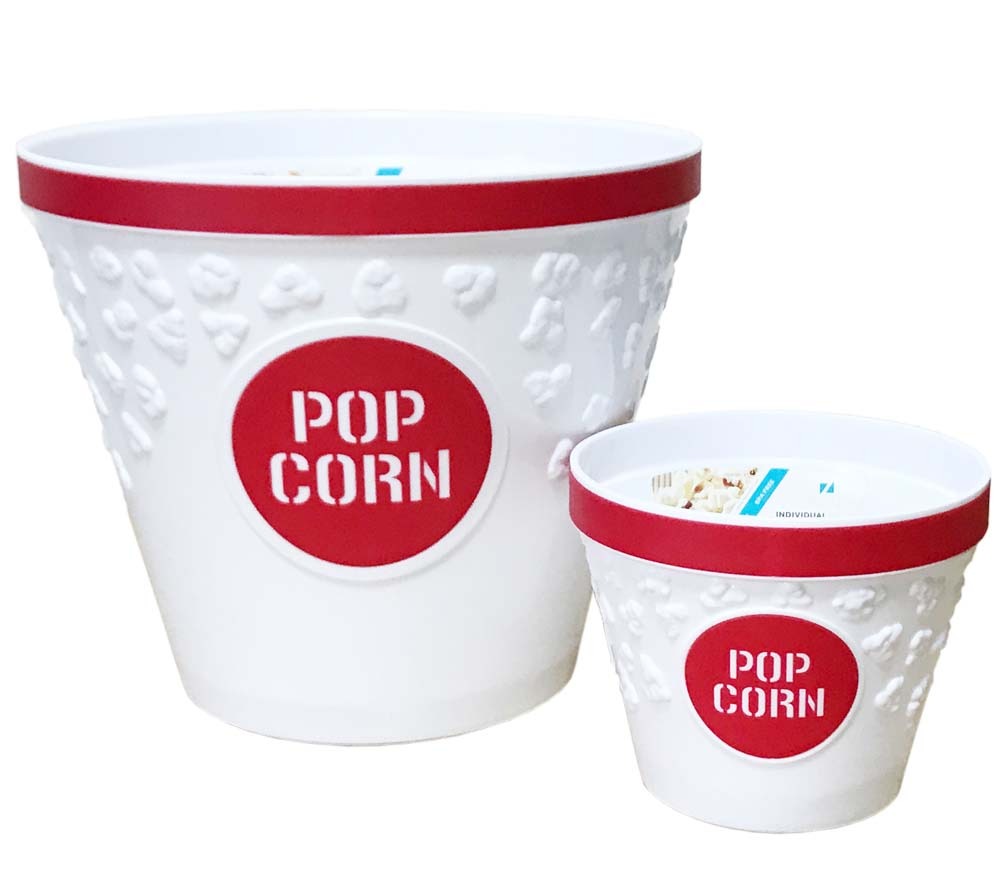 Roter Popcorneimer in zwei Größen erhältlich für Kinoabende und Snacks