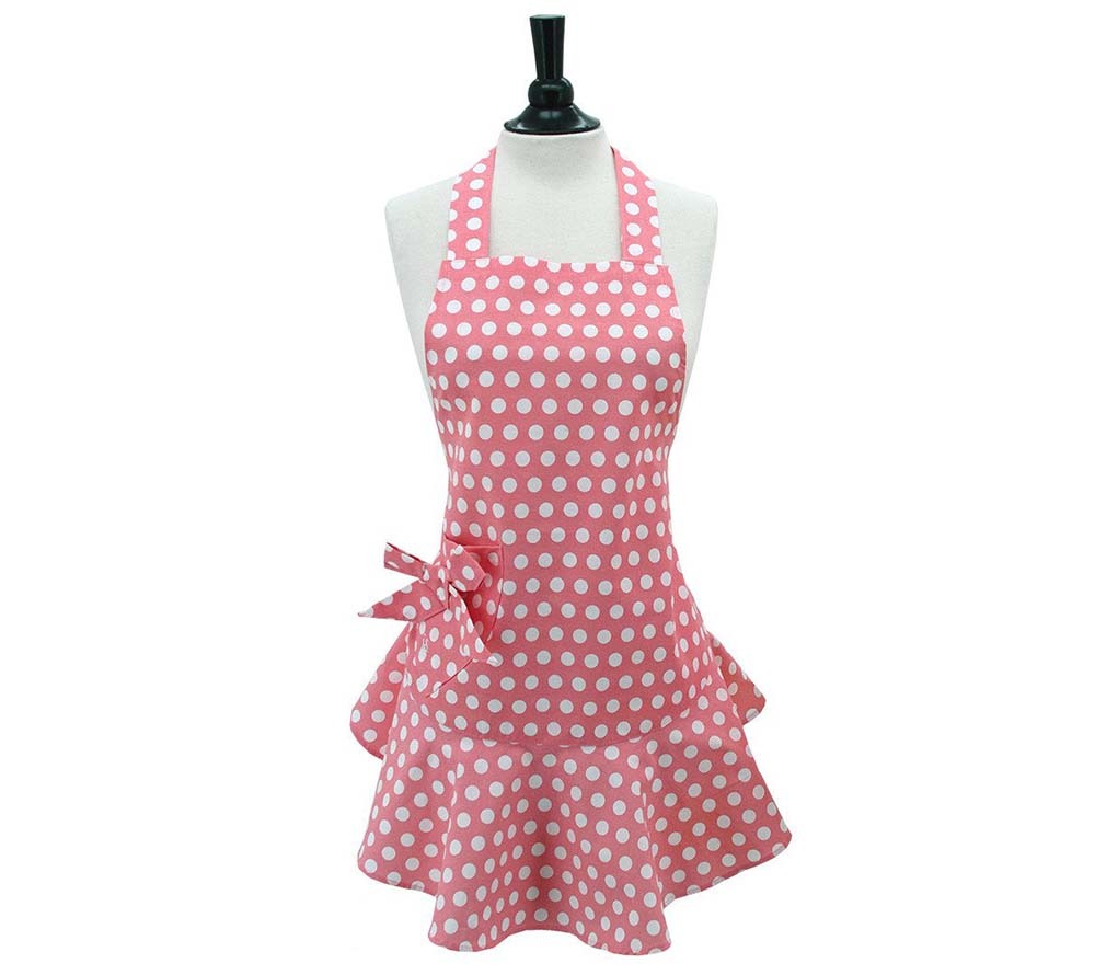 Pinke Polka-Dot-Schürze von Jessie Steele (100 % Baumwolle)
