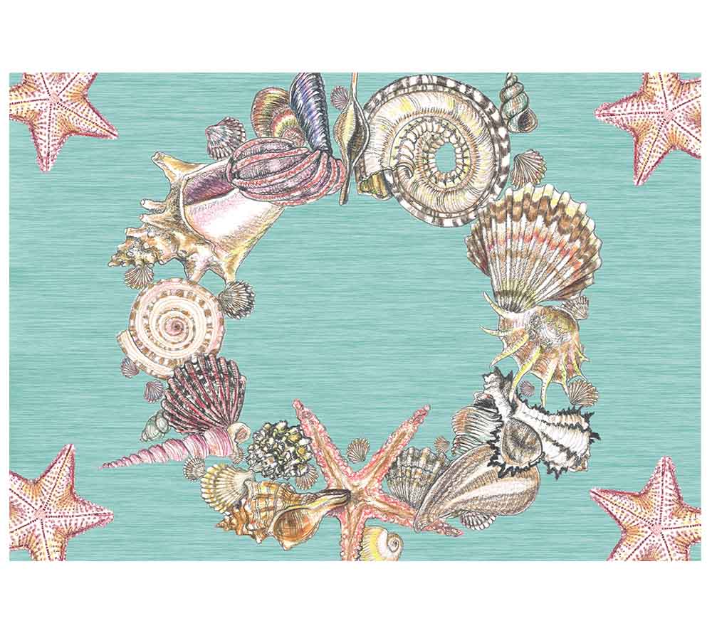 Seashell Wreath Placemat Muschelkranz ☆ Tischsets von American Heritage zum Sonderpreis - Authentisch amerikanische Placemats - Saisonale Designs