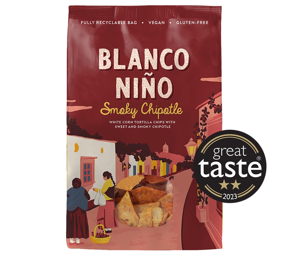 Tortillia Chips Smoky Chipotle von Blanco Niño online kaufen ☆ 100 % vegan ☆ Glutenfrei & frei von künstlichen Zusätzen ☆ Probieren Sie selbst!