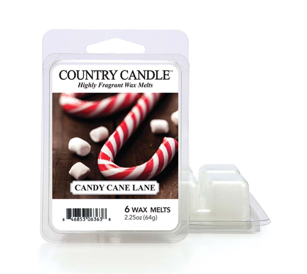 Candy Cane Lane Wax Melts von Country Candle – Pfefferminz & Schokolade für gemütliche Winterabende, 6er Pack