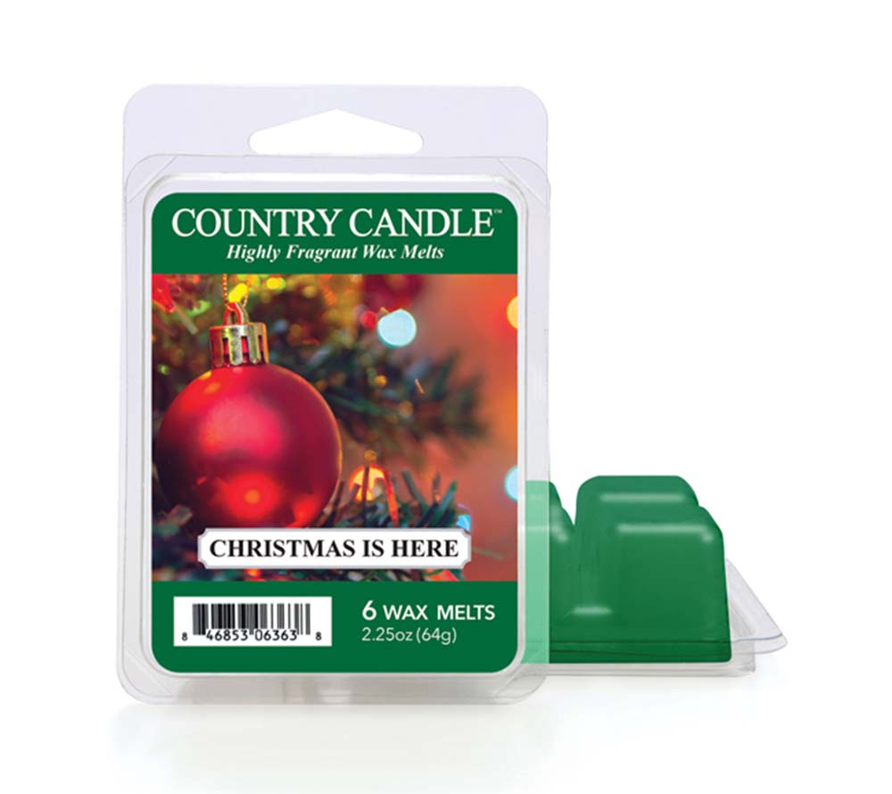Christmas Is Here Wax Melts von Country Candle kaufen – frischer Duft mit Zedernholz, Amber & Mandarine, 6er Pack