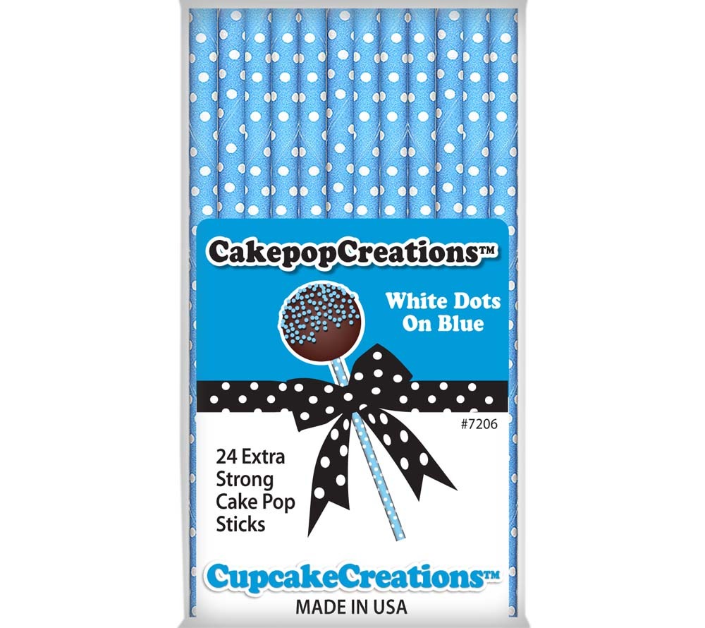Cake Pop Stiele White Dots on Blue von Cupcake Creations