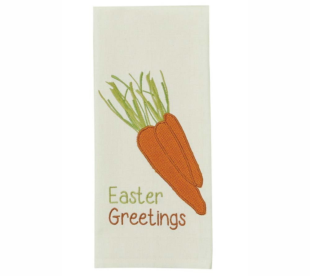 Easter Greetings als besticktes Geschirrtuch (100 % Baumwolle)