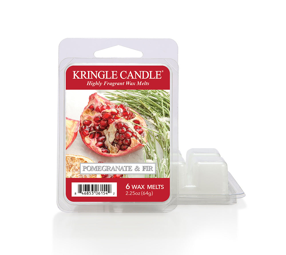 Pomegranate & Fir Wax Melts von Kringle Candle mit Granatapfel, Tannennadeln & Holz, 6er Pack