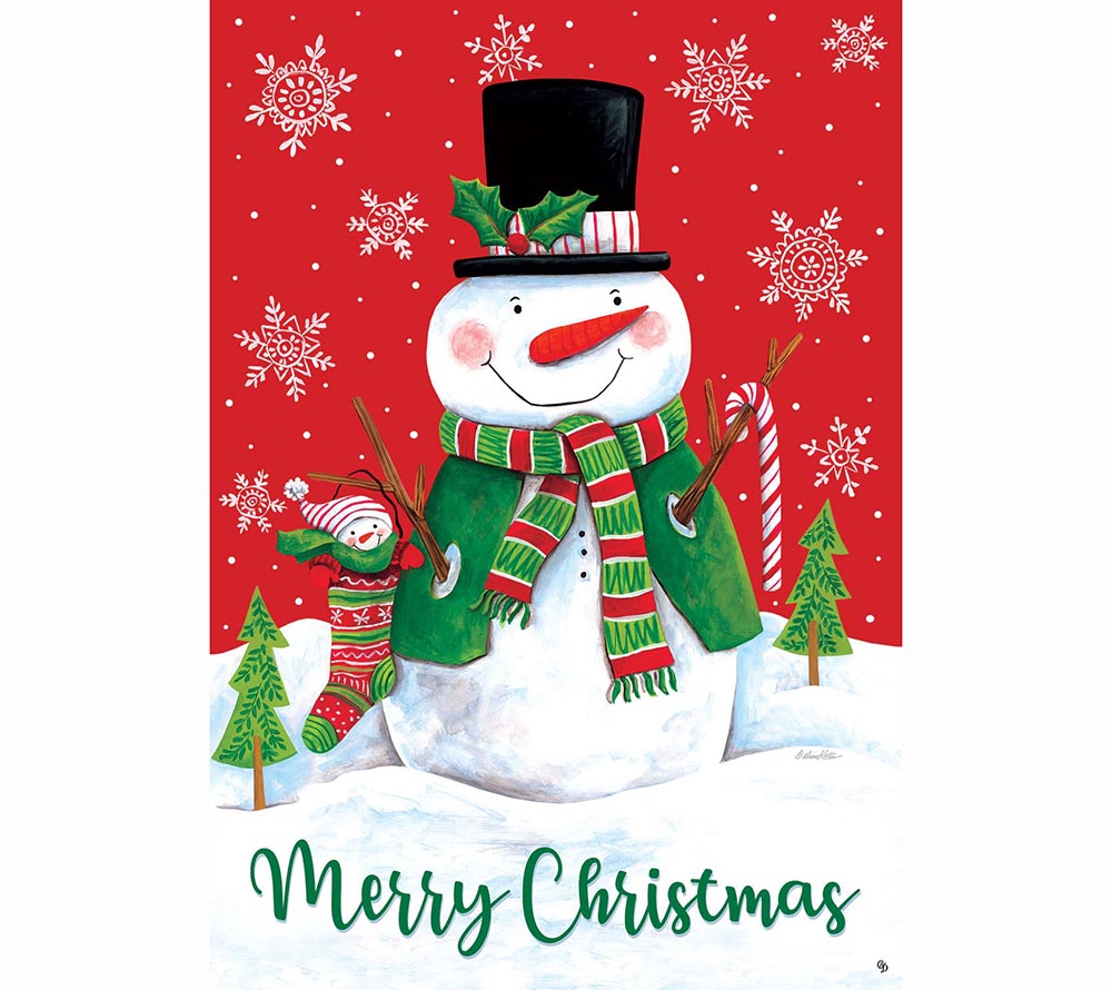 Red & Green Snowman Gartenfahne