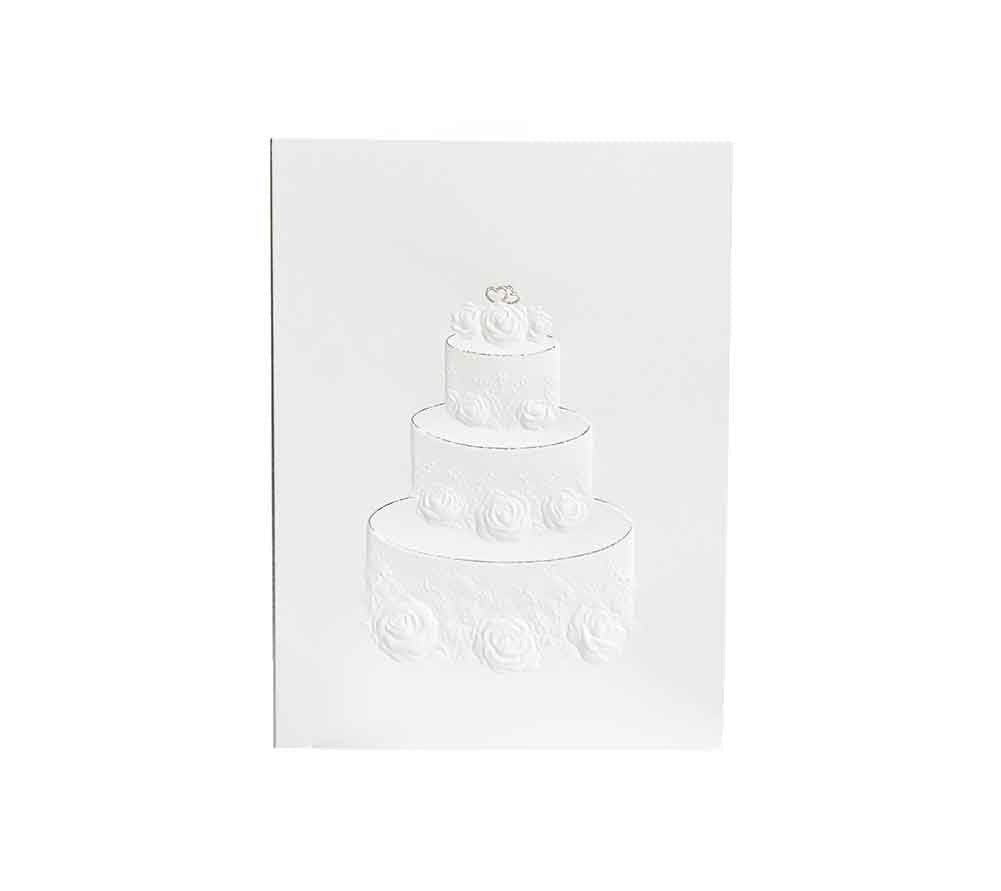 Grußkarte zur Hochzeit mit weißer Hochzeitstorte von Paula Skene