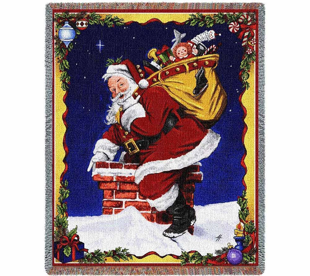 Down I Go Santa Gewebte Baumwolldecke (100 % Baumwolle)