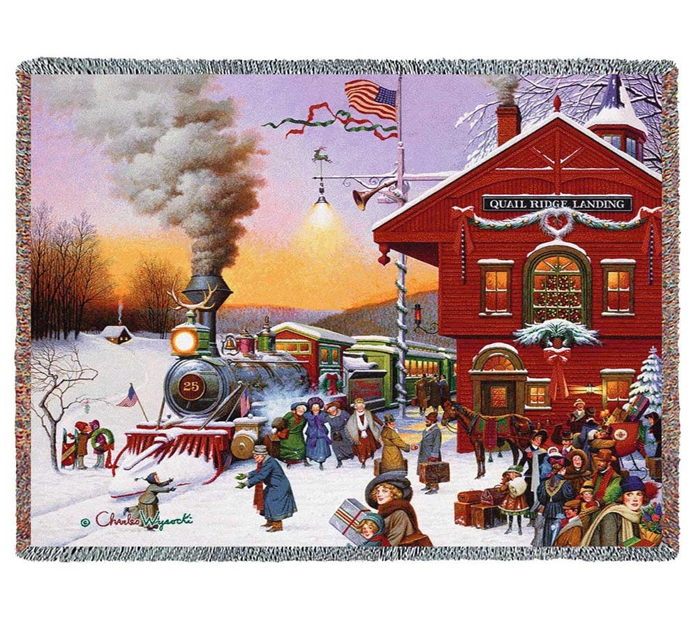 Whistle Stop Christmas Gewebte Baumwolldecke (100 % Baumwolle)