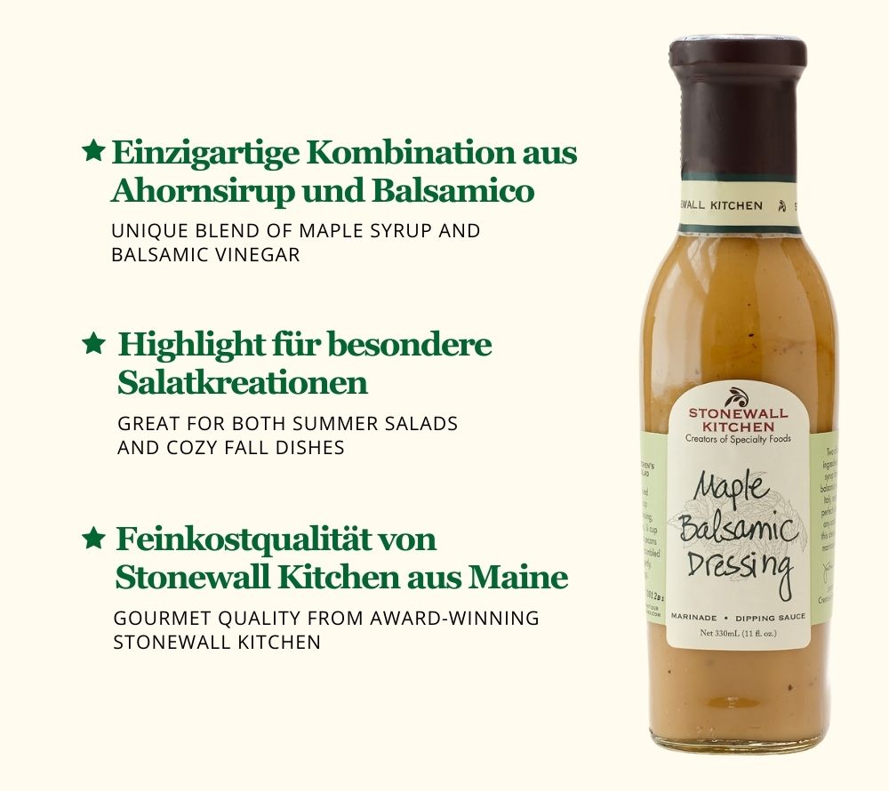 Maple Balsamic Dressing ☆ Dressing mit Ahornsirup ☆ Feine Zutaten ☆ Importiert aus den USA ☆ Non-GMO ☆ Jetzt bestellen! 