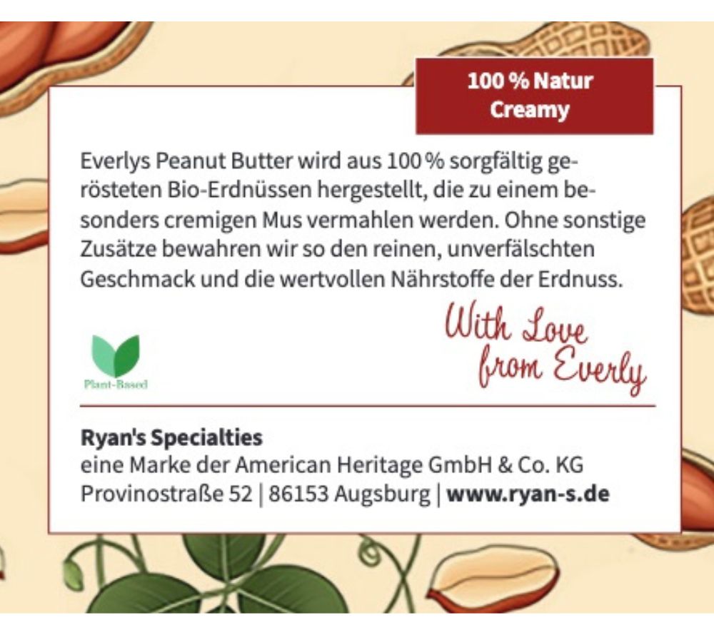 
                  
                    100 % sorgfältig geröstete Bio-Erdnüsse | Ohne Zucker, Palmöl oder Zusätze | Reich an pflanzlichen Proteinen & gesunden Fette | Jetzt bestellen!
                  
                