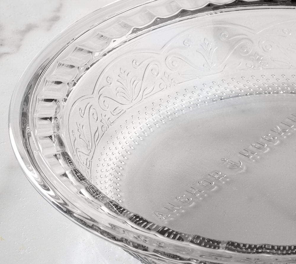 Pie Plate-Glass Fluted Edge Decorated  ➤ Glasschale von Anchor Hocking  ➤ Perfekt zum Servieren  ➤ Dekorativer Rand