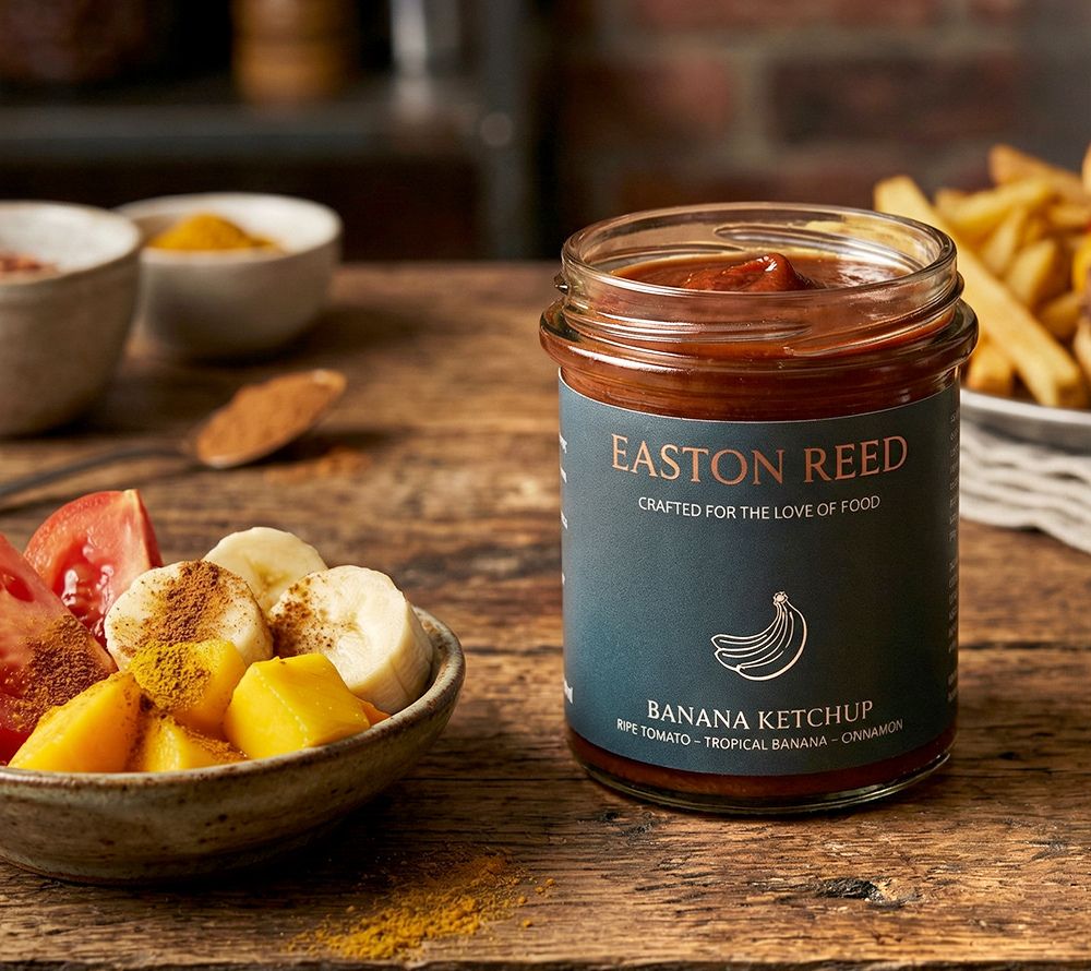 Easton Reed Banana Ketchup: Fruchtig-milder Ketchup aus Tomate, Banane & Mango mit Curry und Zimt – exotisch, vielseitig und ganz ohne Schärfe. Jetzt probieren!
