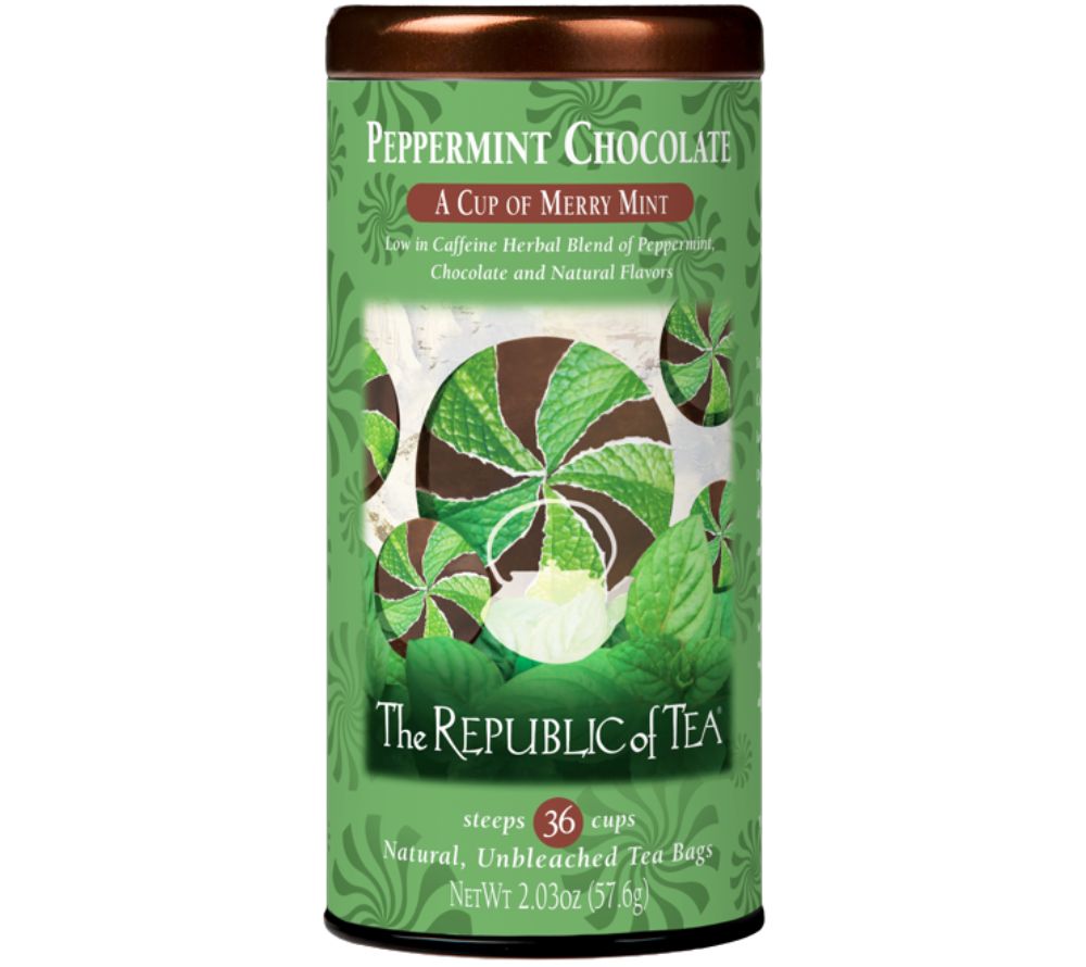 Chocolate Peppermint Tea by The Republic of Tea (metal tin with 36 bags) 