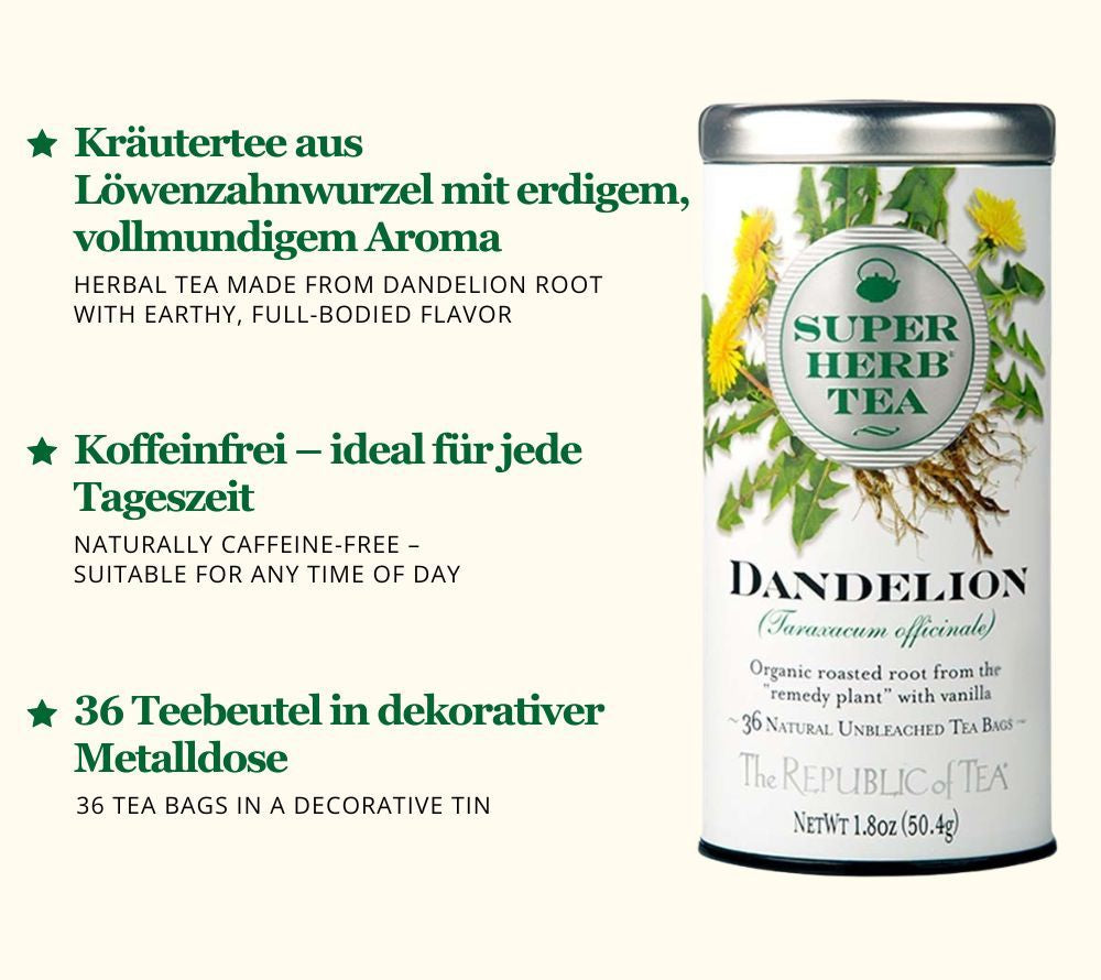 Dandelion Herb Tea: Bio-Kräutertee aus Löwenzahnwurzel mit erdigem, vollmundigem Geschmack. Koffeinfrei & nachhaltige Alternative zu Kaffee. Jetzt kaufen!